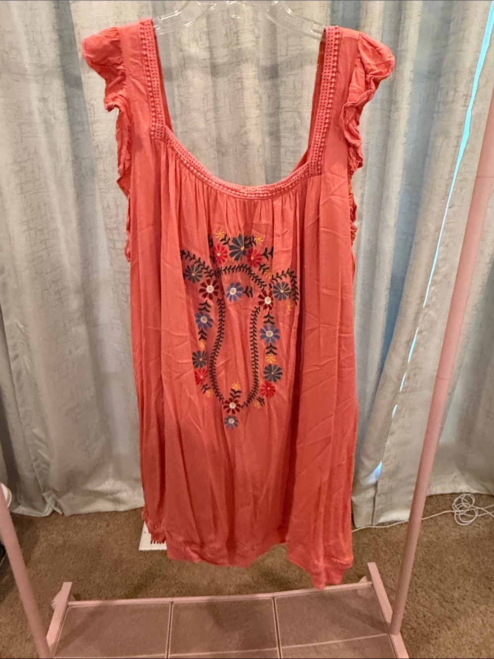 Women’s Coral Embroidered Sleeveless dress